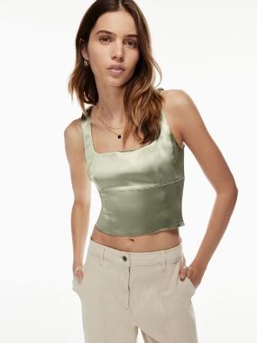 Wilfred Olive Shine Bustier Square Neck Crop Tank